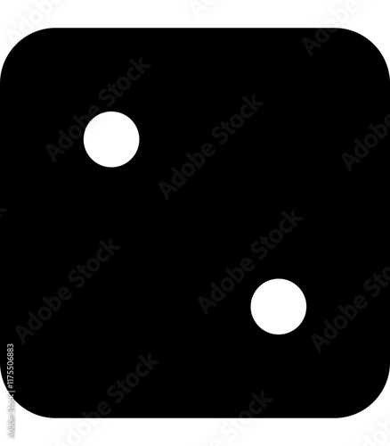 flat black dice number two icon monochrome vector solid graphic symbol