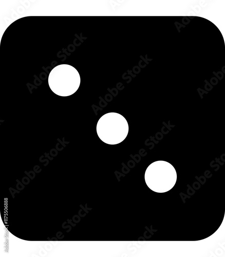 flat black dice number three icon monochrome vector solid graphic symbol