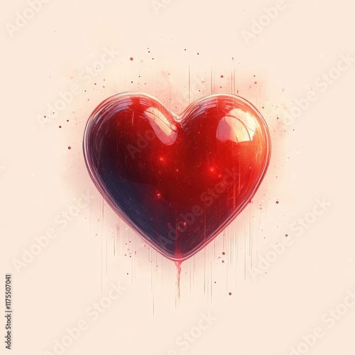 Glowing Red Heart with Subtle Dripping and Splatter Effects.