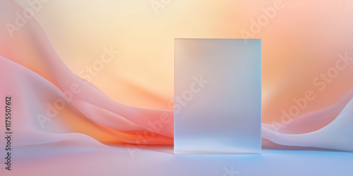 This image features a translucent object surrounded by a soft, colorful gradient of pastel hues, creating a serene and elegant abstract composition.