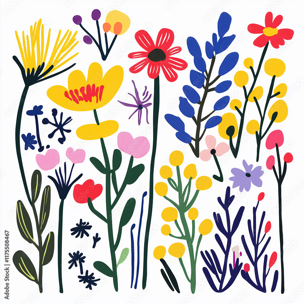 Scandinavian folk floral seamless pattern. Modern hand drawn fabric design.Colorful floral pattern, hand-drawn style, natural beauty, artistic design, decorative background Scandinavian folk floral seamless pattern. Modern hand drawn fabric design.Colorful floral pattern, hand-drawn style, natural beauty, artistic design, decorative background