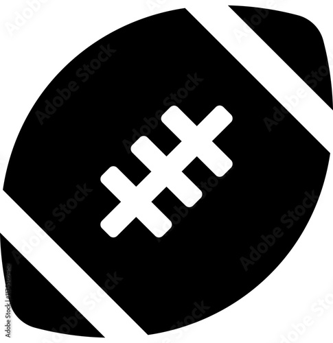 flat football ball icon black solid American football symbol for sports and recreation