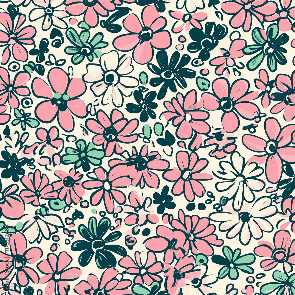 Elegant floral seamless pattern, suitable for decorative design and textiles Elegant floral seamless pattern, suitable for decorative design and textiles