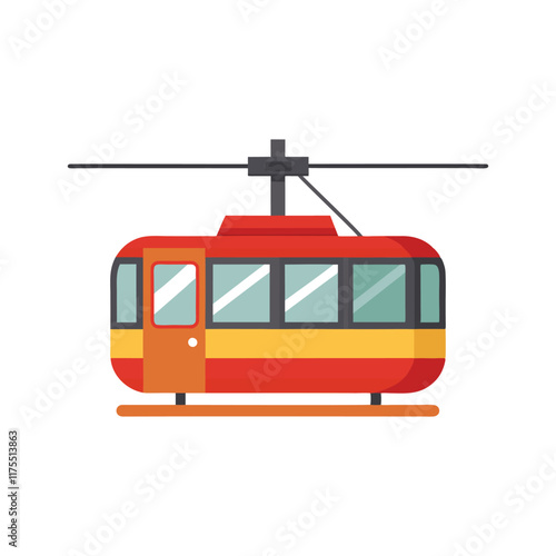 Aerial tramway vehicle isolated flat vector illustration on white background