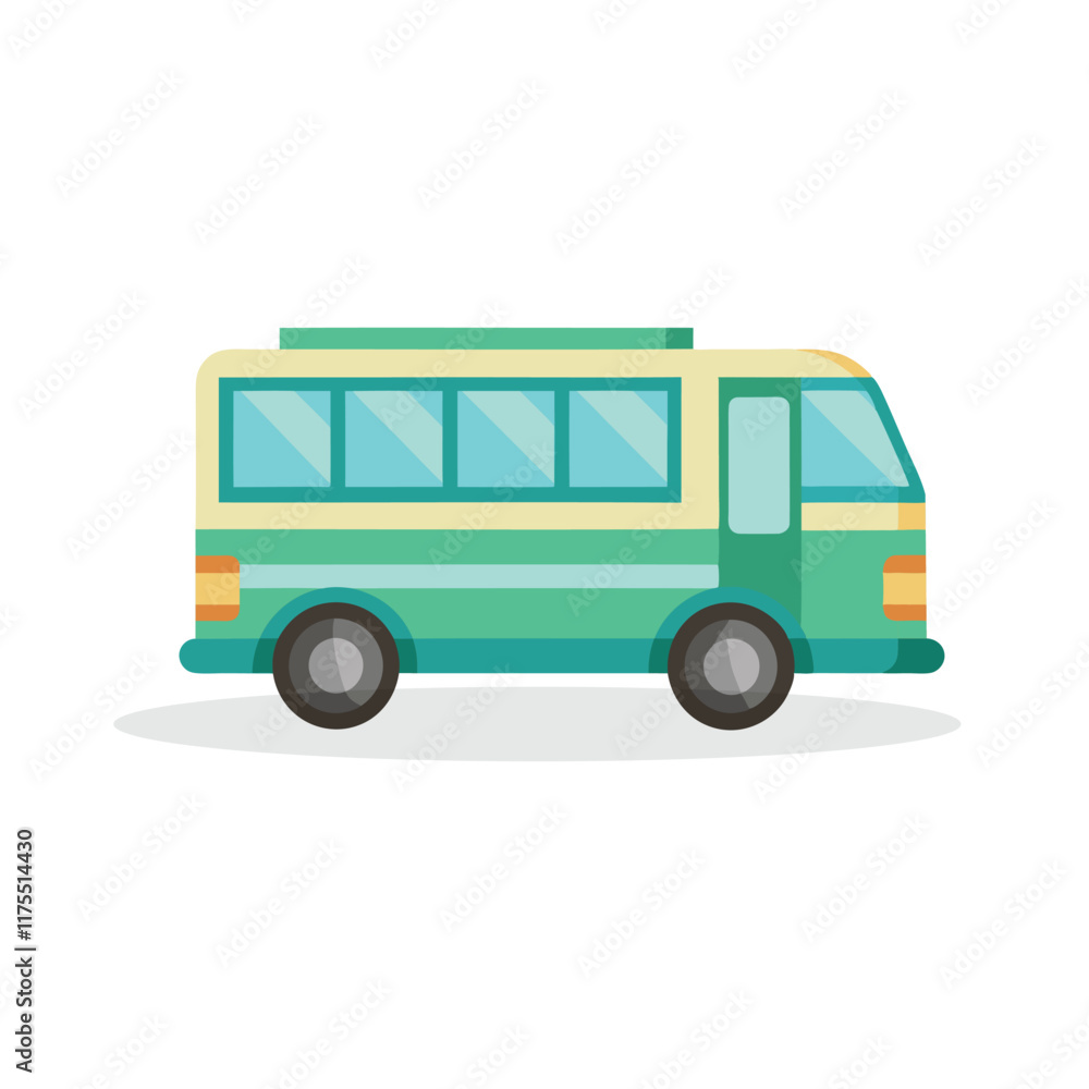 Bus vehicle isolated flat vector illustration on white background