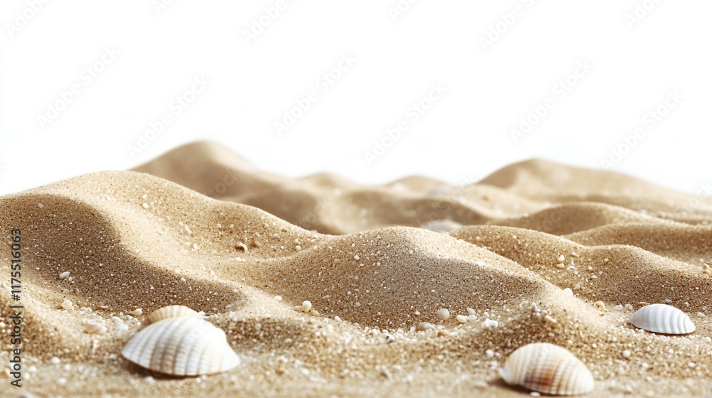 Seashells Adorn Undulating Beach Sand: A Serene Coastal Scene Seashells Adorn Undulating Beach Sand: A Serene Coastal Scene