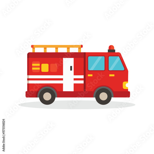 Fire engine vehicle isolated flat vector illustration on white background.