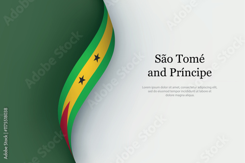 Sao Tome and Principe flag on Waving ribbon