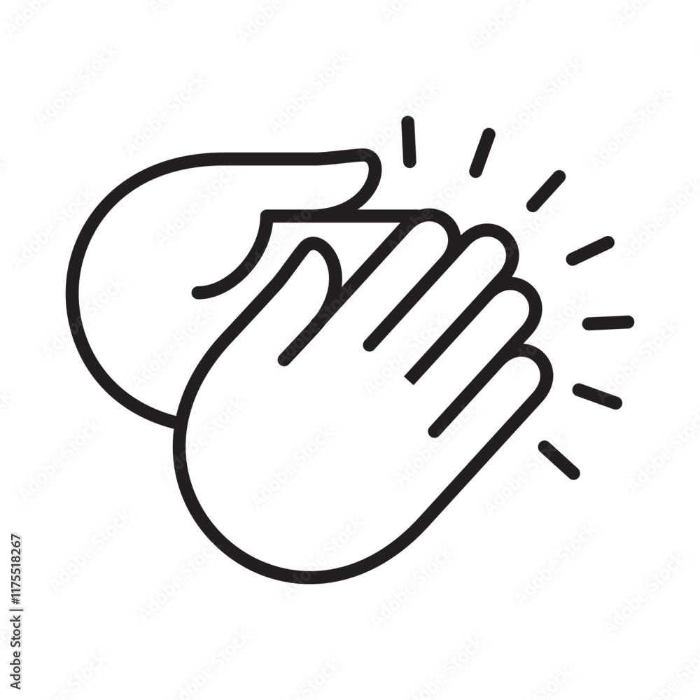 Applause hand icon, Ovation or clap hands sign. Thin line black white color design style. Applause hand icon, Ovation or clap hands sign. Thin line black white color design style.