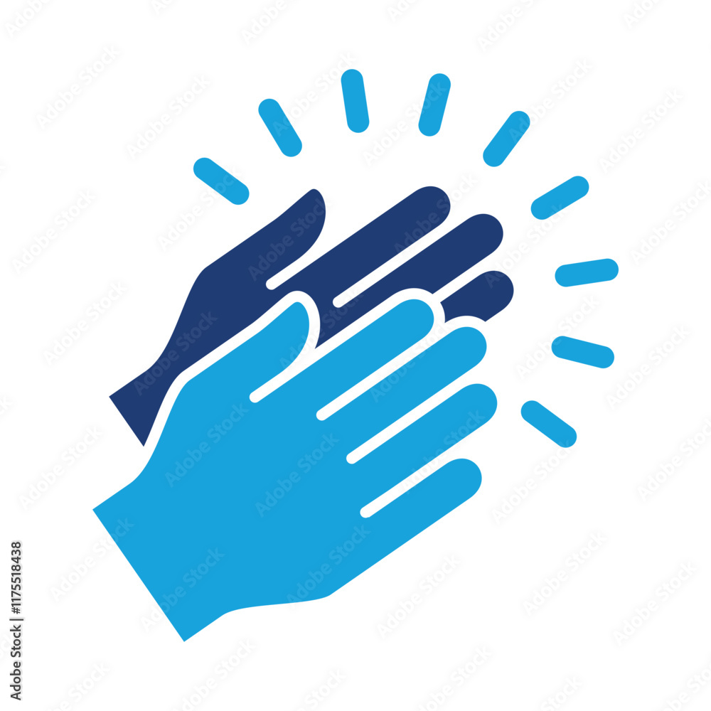 Applause hand icon, Ovation or clap hands sign. Flat blue two tone color design style. Applause hand icon, Ovation or clap hands sign. Flat blue two tone color design style.