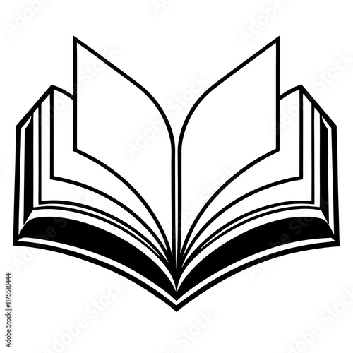 Elegant Open Book Outline Vector Graphic