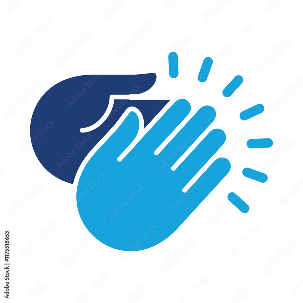 Applause hand icon, Ovation or clap hands sign. Flat blue two tone color design style. Applause hand icon, Ovation or clap hands sign. Flat blue two tone color design style.