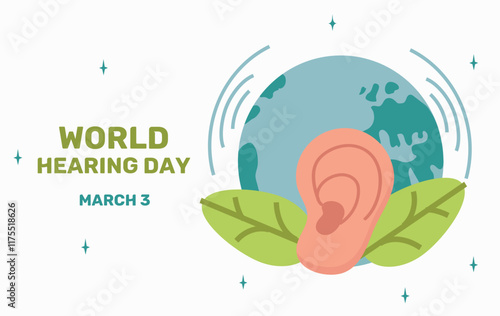 World Hearing Day 3 March International Ear Care Day Concept Card Poster Illustration