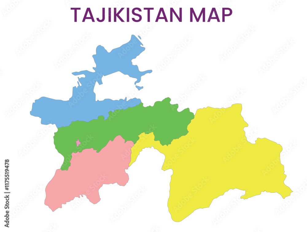 High detailed map of Tajikistan. Outline map of Tajikistan. Asia High detailed map of Tajikistan. Outline map of Tajikistan. Asia