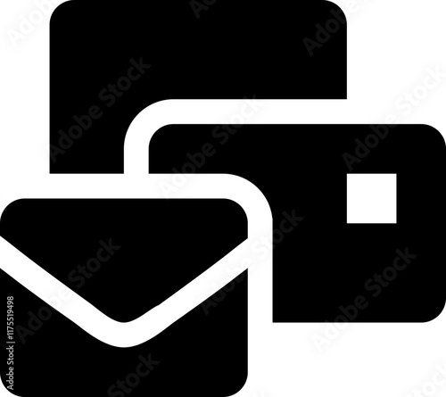 flat black mail bulk icon, solid monochrome vector symbol, postal and delivery package graphic, shipment and mailing sign