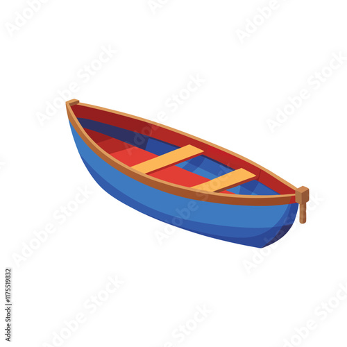 Rowboat vehicle isolated flat vector illustration on white background.