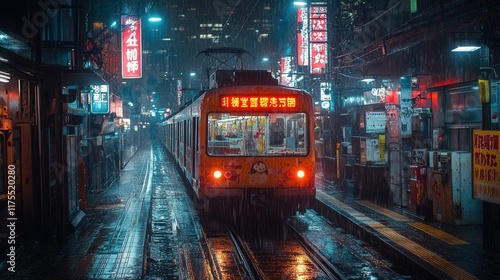 Neon panda in vibrant colors, splatter paint hotdog, futuristic Tokyo subway station, a captivating blend of urban creativity and whimsy photo