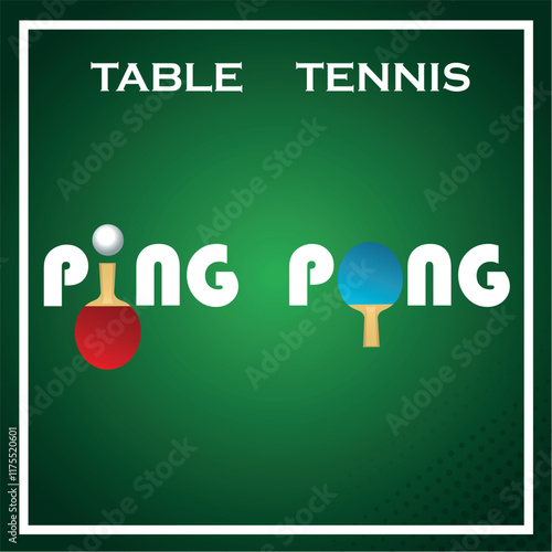 Ping pong lettering. Poster table tennis tournament vector flat