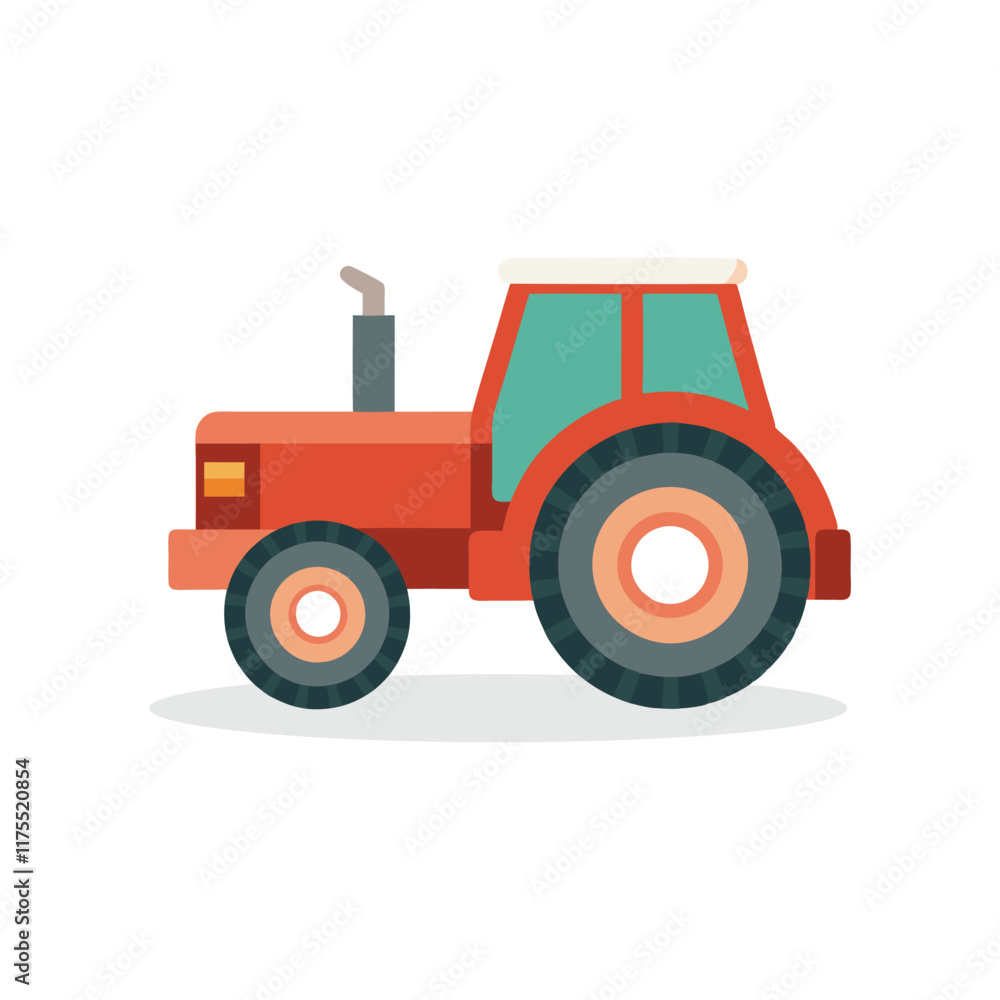Tractor vehicle isolated flat vector illustration on white background Tractor vehicle isolated flat vector illustration on white background