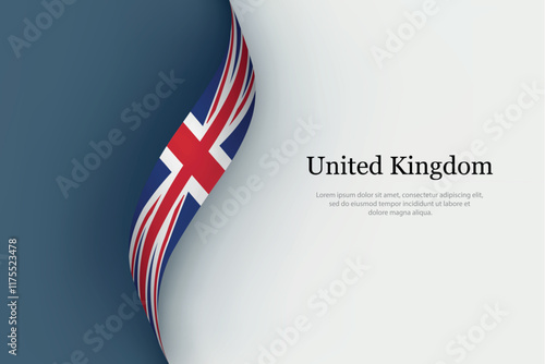United Kingdom flag on Waving ribbon