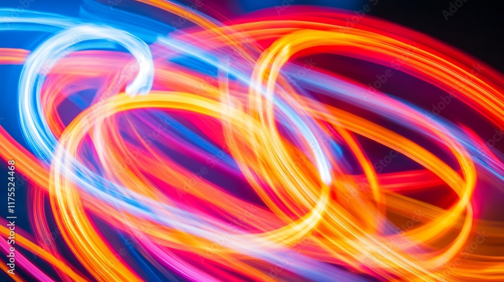 Abstract Light Trails in Vivid Orange and Blue Hues Abstract Light Trails in Vivid Orange and Blue Hues