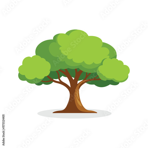 Nature Elm tree isolated flat vector illustration on white background