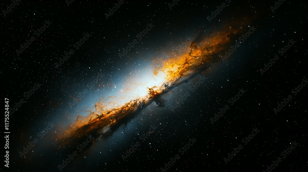 Cosmic Nebula: Fiery Orange and Blue Swirl in Dark Space Cosmic Nebula: Fiery Orange and Blue Swirl in Dark Space