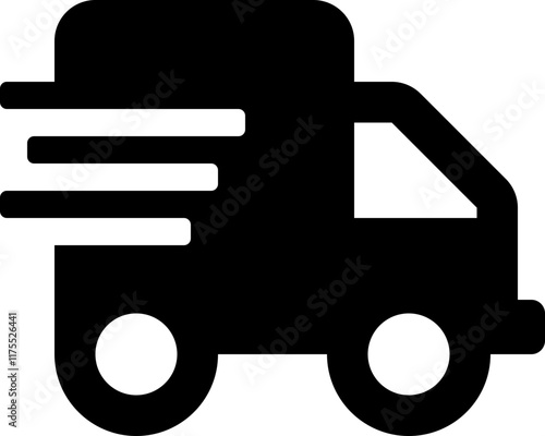 flat black shipping fast icon, solid monochrome vector symbol, logistics and delivery graphic, rapid shipping service