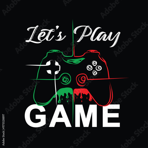 Let's Play Game With Ps Stick Icon Illustration, typhography design, vector illustration