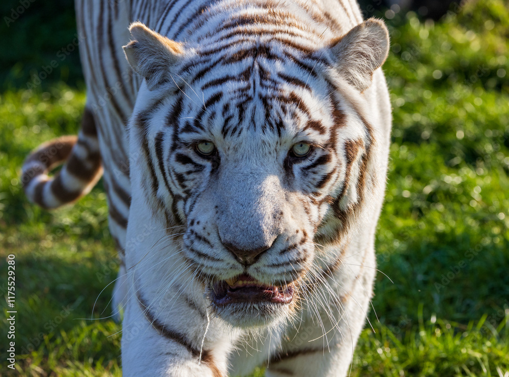 Obraz premium The Powerful Stride of a White Tiger