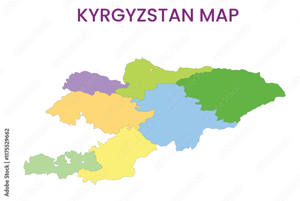 Fototapeta premium High detailed map of Kyrgyzstan. Outline map of Kyrgyzstan. Asia