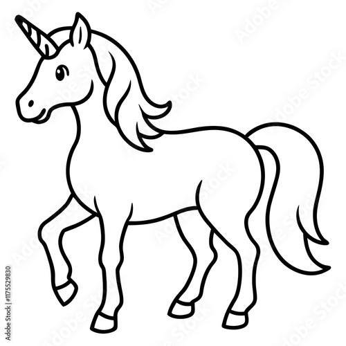 Wallpaper Mural Cute  Line Art Unicorn Silhouette Black Vector Illustration Torontodigital.ca