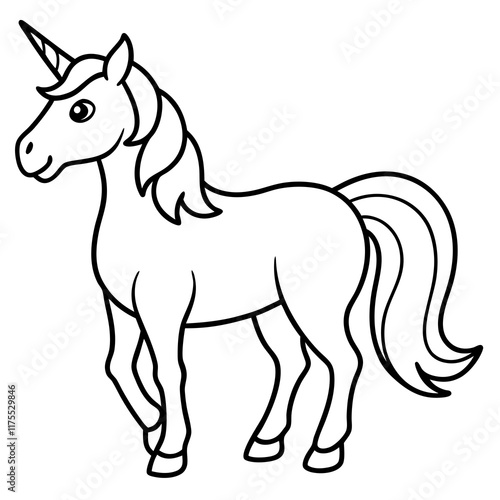 Wallpaper Mural Cute  Line Art Unicorn Silhouette Black Vector Illustration Torontodigital.ca