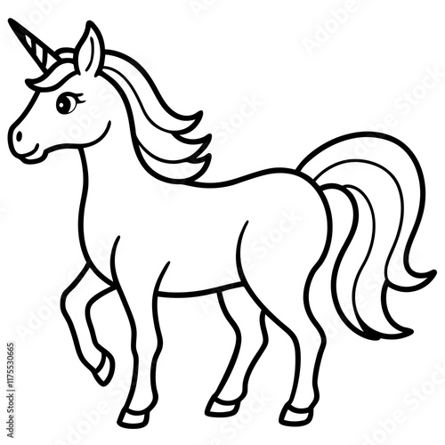 Wallpaper Mural Cute  Line Art Unicorn Silhouette Black Vector Illustration Torontodigital.ca