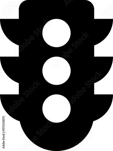 Flat black traffic light icon, monochrome vector road signal, solid graphic symbol for transportation, urban safety, stop-and-go control intersection regulation street navigation public roadway sign