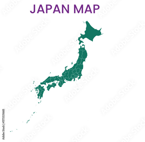 High detailed map of Japan. Outline map of Japan. Asia photo