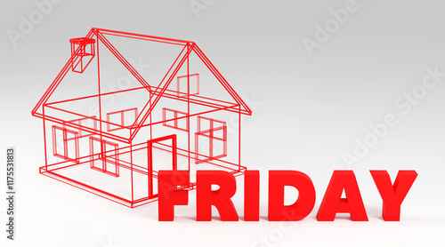 3d Black Friday written red effect on gray background. Sales promotional concept.