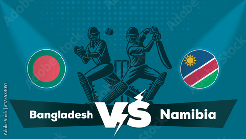 Bangladesh VS Namibia Match , Namibia Vs Bangladesh cricket match , Cricket match concept with creative illustration.eps
