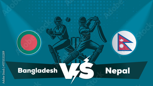 Bangladesh VS Nepal , Nepal Vs Bangladesh cricket match , Cricket match concept with creative illustration.eps