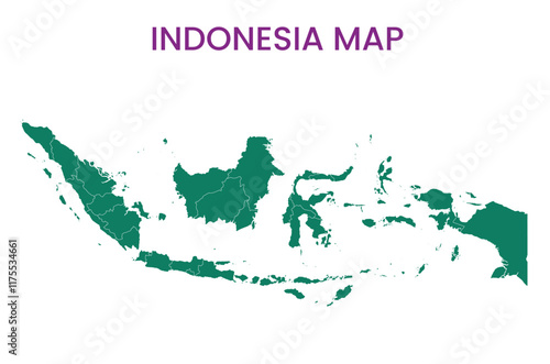 High detailed map of Indonesia. Outline map of Indonesia. Asia