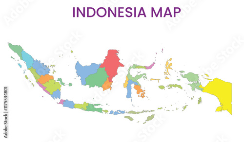 High detailed map of Indonesia. Outline map of Indonesia. Asia