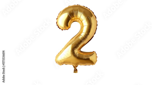 gold balloon in the shape of the number two