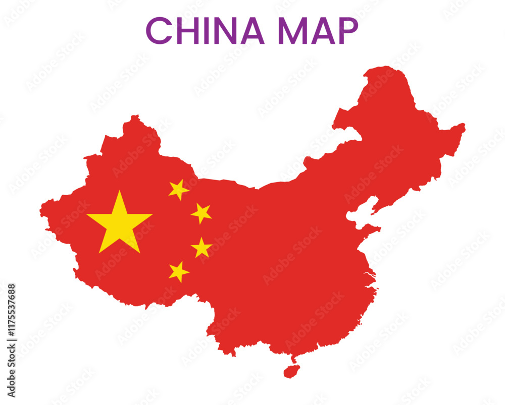 High detailed map of China. Outline map of China. Asia High detailed map of China. Outline map of China. Asia