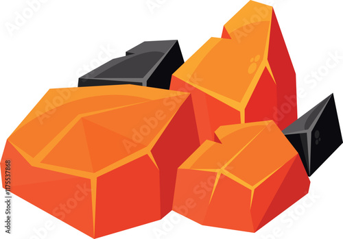 Hot bbq coals pile vector illustration