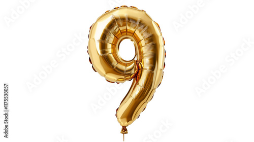 gold balloon in the shape of the number nine