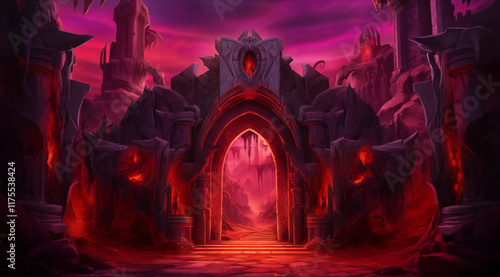 Hades Red Landscape Palace Fantasy Game Art