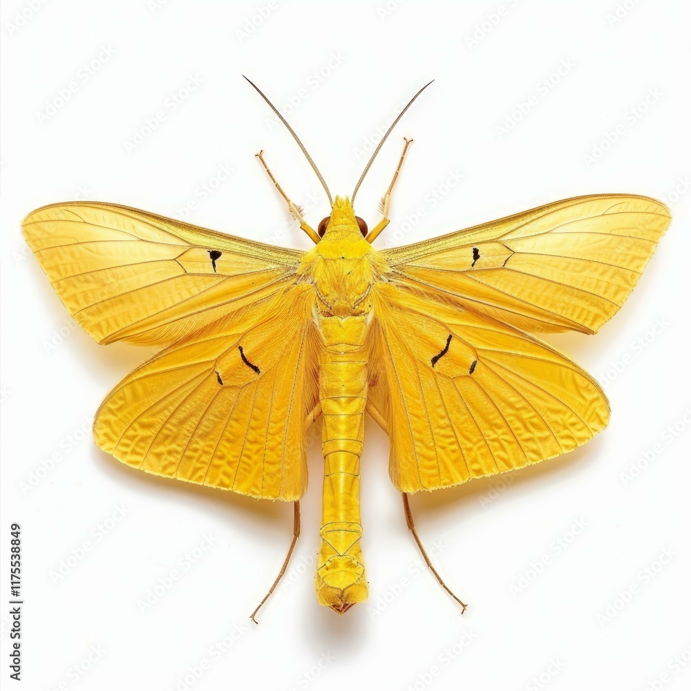 Naklejka premium Studio shot of a yellow moth spreading its wings on white background