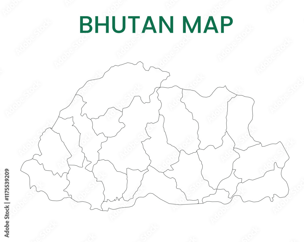 Obraz premium High detailed map of Bhutan. Outline map of Bhutan. Asia