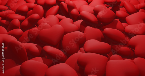 Cluster of Vibrant Red Hearts Representing Overflowing Love and Passion