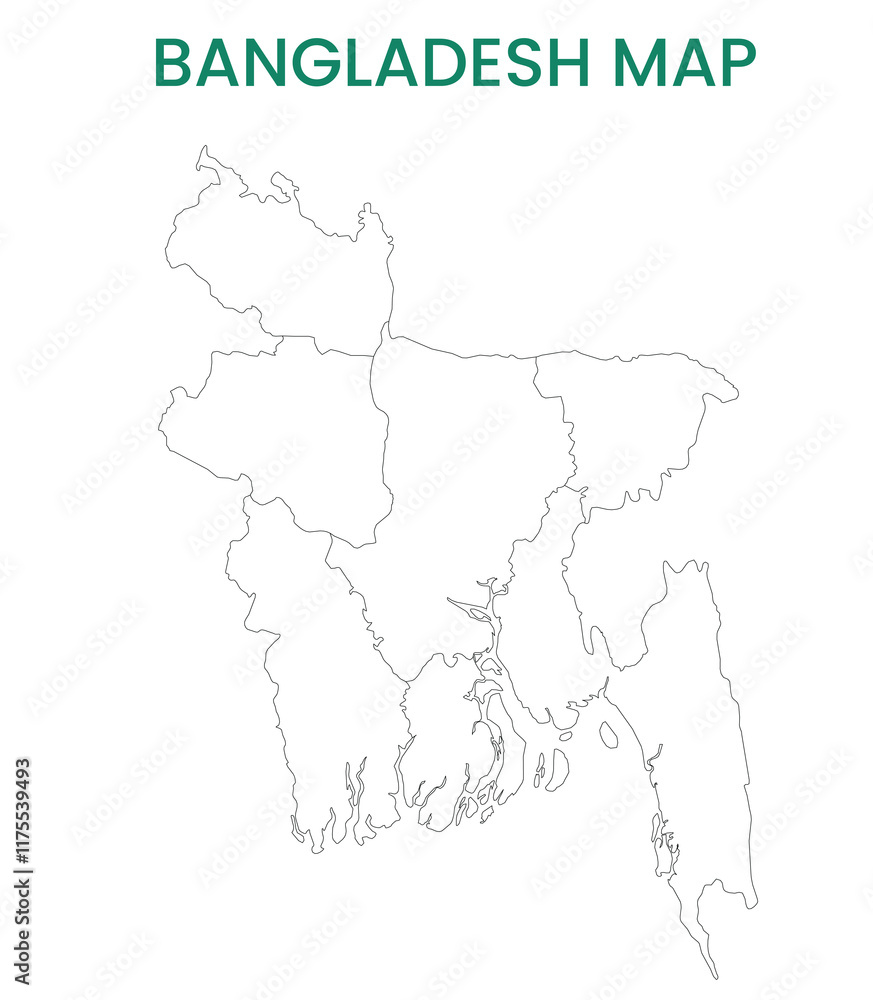 Fototapeta premium High detailed map of Bangladesh. Outline map of Bangladesh. Asia